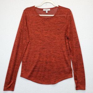 Libby Edelman Sleeve Thumb Hole Shirt Lightweight Space Dye Women M  Red Black